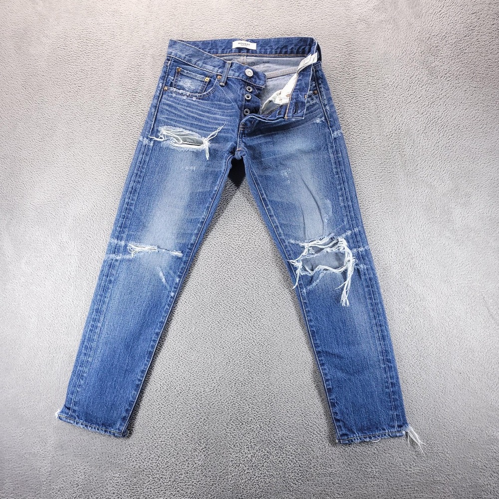 Moussy Vintage Jeans Womens 25 Blue Skinny Distressed Button Fly Raw Hem